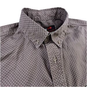 Forge FR Shirt Mens Small Gray Geometric Pattern Button Down Flame Resistant